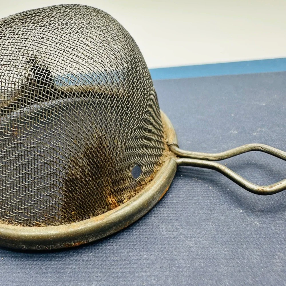Vintage‎ Mesh Tea Strainer with Wood Handle Rustic Farmhouse Kitchen Tool